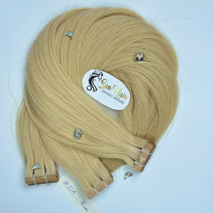 บริษัทซันแฮร์ ดับเบิ้ลดรอน ไวท์บลอนด์ เรมี่แฮร์ เทปติดผม คิวติเคิลเรียงเส้น ผมแท้เวียดนาม ต่อผมแบบเทป ฮูมาโน คาเบลโล - Product Image 5