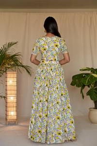 Lemon Garden BlockPrint Lehenga Set Indian Fashion Styling Quality Kurti and Pants du fabricant indien - Product Image 2