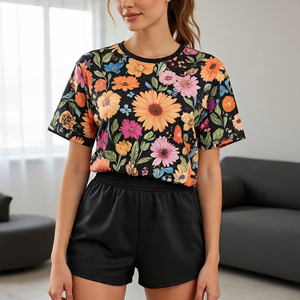 2025 primavera mujer Fitness Jogging Wear Twin Sets camisetas y pantalones cortos impresos con forro de sublimación - Product Image 2