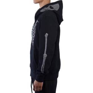 Visage Total Zipper Rhinestone Hoodie Logo personnalisé Hip Hop Oversize Rhinestone Full Zip up Hoodies - Product Image 4