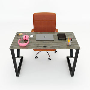 SFKC001-Minimalist Style <b>Simple</b> Wooden Rubberwood <b>Desk</b> with K-Charm Iron Legs - Product Image 2
