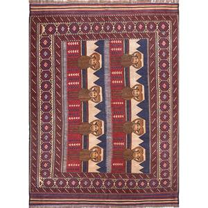 Alfombras de Lana Anudadas a Mano Kiaan, Rojo Naranja, Geométricas Abstractas, Grandes, Rectangulares de 9x12, para Entrada, Pasillo, Alfombras Jaipur AFKL-44, EE. UU. - Product Image 1