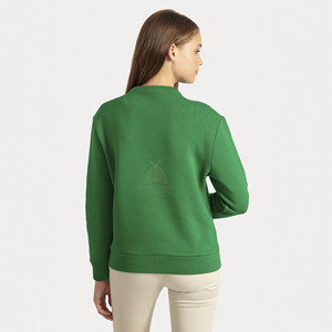 เสื้อสเวตเชิ้ตคอกลมผู้หญิง ปี 2025 ผ้าฝ้ายฟลีซ 100% สีพื้น ปรับแต่งโลโก้ด้านหน้าได้ ป้องกันขนร่วง ระบายอากาศดี เป็นมิตรกับสิ่งแวดล้อม ODM - Product Image 3