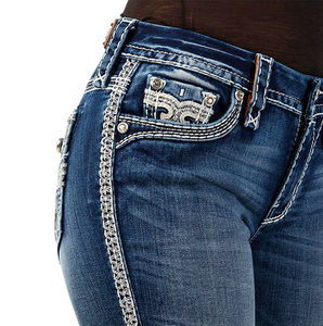 Pantalon cargo en denim de coton pour femme, taille mi-haute, coupe régulière, évasé, longueur genou, à lacets, confortable, élastique, grandes tailles, hiver - Product Image 6