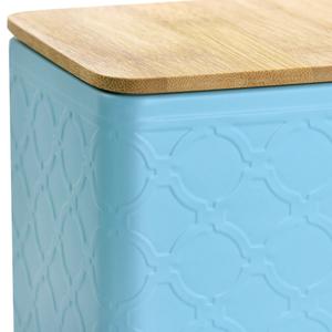 Boîte en métal à motifs bleu ciel en gros avec couvercle en bois - Product Image 2