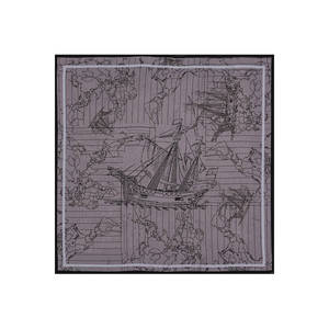 Écharpe carrée vintage en satin de soie, impression numérique double face, 90x90cm - Product Image 1
