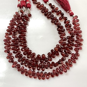 <b>Red</b> Garnet Faceted Drop Shape Briolette <b>Beads</b>, Natural Gemstone Tear Drops, Wholesale <b>Beads</b> For Jewelry - Product Image 3
