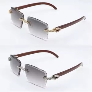 <b>Rimless</b> <b>Sunglasses</b> yellow Buffs Bussed Down Hip Hop Glasses <b>for</b> Rappers Luxury Personalized Fashion Moissanite - Product Image 3