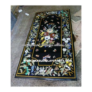 Decoración con incrustaciones de mármol negro para sala de estar, hermoso diseño hecho a mano de alta calidad, mesa de comedor, Tops - Product Image 1