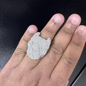 Luxe moissanite ronde élégante visage d'animal bague en diamant 925 argent laboratoire d'éternité créé bagues en diamant pour les femmes - Product Image 2