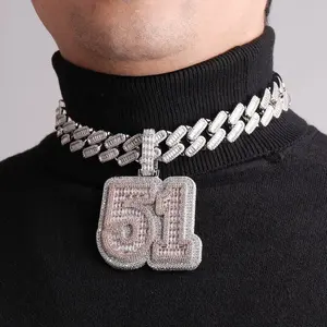 Big Number And Letter Customized Iced Out Diamond Two Layers Pendant Gift For Man Hip Hop Jewelry Bling Numbers Supplier India