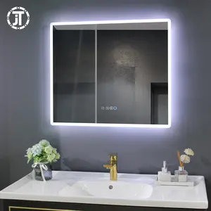 لا حبيبات مصباح مستديرة متفاوتة الأحجام تسرب 3D إطار أكريلي LED مرآة حمام الحائط مرآة مُكبرة مُضاءة