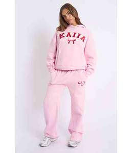 Ensemble sweat à capuche et pantalon de survêtement évasé pour homme, style streetwear hivernal, 100 % coton, imprimé sérigraphié, effet vieilli, bicolore superposé, OEM/ODM - Product Image 2