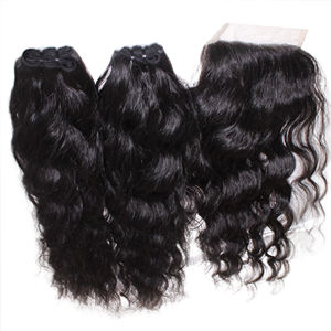 100% extensions de cheveux humains vietnamiens paquets de cheveux bon marché avec fermeture frontale en dentelle vague 2 - Product Image 3