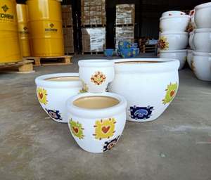 [Leo Nguyen Le] - Venta al por mayor de juego de macetas de cerámica esmaltada para interiores, macetas para decoración de jardín de un proveedor de Vietnam - Product Image 1