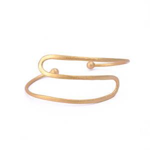 กำไลข้อมือชุบทองลายคลื่นคู่ปรับได้แบบเรียบง่ายกำไลข้อมือที่ออกแบบมาเป็นลอนรูปทรงเรขาคณิต - Product Image 1