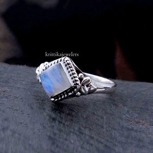 Best Selling Unisex 925 Sterling <b>Silver</b> Oval Cut Moonstone Gemstone Bezel Setting Bohemian Certified Wedding Engagement <b>Ring</b> - Product Image 4