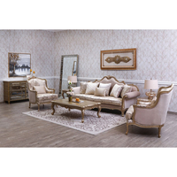 Holzrahmen Luxus-Sofa-Set im Königlichen Design mit Verstellbaren Funktionen für Apartment-Wohnzimmer Multifunktional Traditionell Hotel