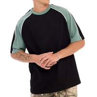 T-shirt personnalisé vintage hip-hop vierge en soie/coton, panneaux multicolores, 220 g/m², séchage rapide, respirant, coupe classique, haut de sport