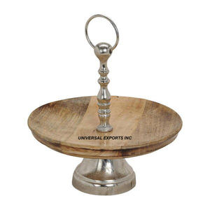 Support à gâteau en bois de créateur fini personnalisé Support à chocolat rond de luxe à deux niveaux Support à chocolat classique et élégant - Product Image 6