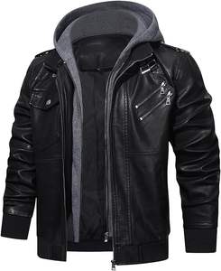 Otoño moda Biker Vintage cálido chaqueta de cuero abrigo hombres 2021 primavera Casual Motor empalmado chaqueta de cuero abrigo hombres al por mayor - Product Image 3
