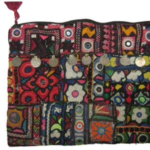 Handmade Cotton Women's Banjara Tribal Embroidery Sling Bag Vintage Mirror Work Zipper Closure Portable Ethnic <b>Clutch</b> Fashion - Product Image 1