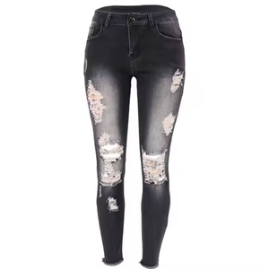 Jeans d'été taille haute pour femmes à la mode Style décontracté conception élastique confortable respirant lavable hommes - Product Image 5