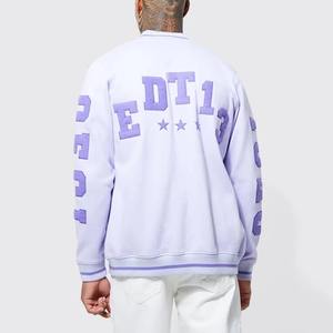 Chaquetas con bordado de grafiti de chenilla de lana universitaria de béisbol personalizadas para hombre, lona morada de alta calidad de talla grande - Product Image 6