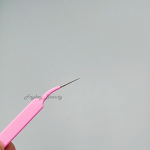 Pinzas de alta calidad de acero inoxidable de Japón con punta plateada de Color rosa, pinzas de extensión de pestañas con punta de fibra de servicio OEM de buena calidad - Product Image 2