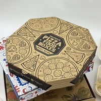 Carton d'emballage en papier ondulé imprimé personnalisé bon marché noir 12 18 pouces boîte à pizza octogonale ronde kraft avec logo