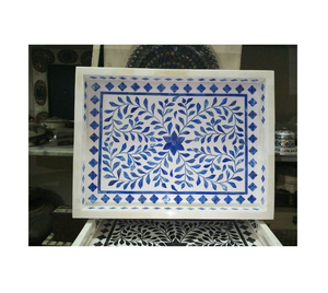 Plateau de service en os incrusté de style indien moderne de la meilleure qualité pour un usage domestique, plateau de service de cuisine à bas prix en provenance d'Inde - Product Image 1