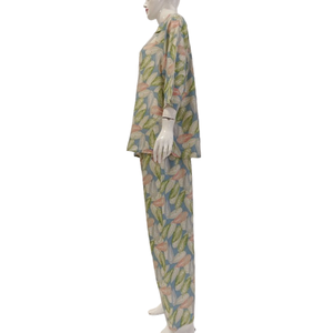 Chrysanta-Pyjama en rayonne de haute qualité pour femme, tenue décontractée à imprimé floral de printemps - Product Image 4