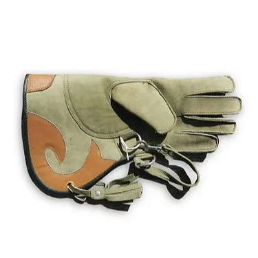 Suede double thick falconry glove Calf skin lined with contrast cuff hawk falcon gloves best quality bird gloves