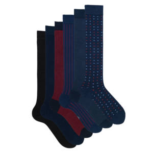 Chaussettes classiques pour hommes à motif géométrique en coton et élasthanne, lot de 6 paires en coffret cadeau, imprimées numériquement, taille unique, pour l'hiver - Product Image 5