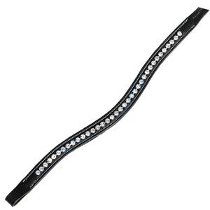 Precios directos de fábrica Banda de cuero para cejas de caballo con vidrio transparente rojo y blanco Banda para cejas de caballo de cuero acolchado curvo con ondas de cristal - Product Image 3