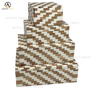 Handmade Eco-Friendly Resin & Wood Inlay <b>Box</b> Set Brick Design Luxury Decorative <b>Box</b> - Product Image 1