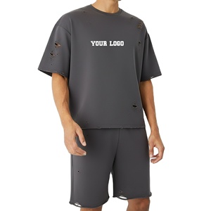 Hot Sale Oversized Men's 2-Piece T-Shirt Shorts <b>Set</b> Streetwear Printed Comfortable Hip Hop Jogging Wear 100% Cotton Shorts <b>Set</b> - Product Image 1