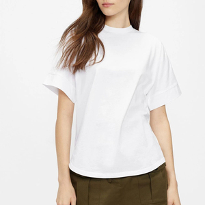 เสื้อยืดผู้หญิงคอตตอน 100% คอลเลคชั่นฤดูร้อน ผ้าหนา สวมใส่สบาย ลายเรียบ ทรงปกติ รับผลิตแบบ OEM ขายส่ง - Product Image 1