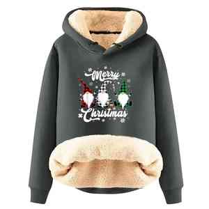Marry Christmas Ropa de mujer Ropa deportiva Sudaderas con capucha Impresión personalizada Sudadera con capucha de lana de algodón de invierno suave de Pakistán - Product Image 1