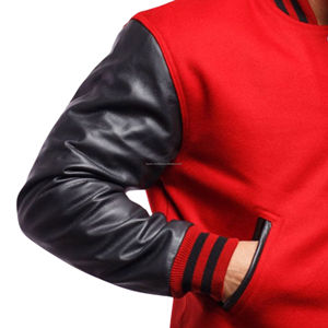 Chaqueta Varsity Unisex de Poliéster/Algodón con Parches Vintage y Mangas de Cuero Sintético, Chaqueta Bomber Clásica con Letras, Estilo Retro Americano - Product Image 5