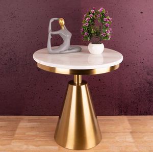 Offre spéciale Table d'appoint en marbre à cadre en acier inoxydable doré de style simple à bas prix - Product Image 5