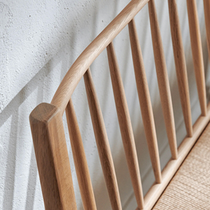 Banco de jardín moderno para terraza exterior con asiento de respaldo de estilo de madera maciza de teca y cuerdas de ratán para uso en el Parque-Salia - Product Image 2