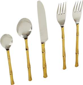 Juego de Cubiertos de Plata de Primera Calidad, Estilo Wabi-Sabi, Chapados en Níquel y Oro, Duraderos, Esenciales para la Cocina y el Comedor - Product Image 1