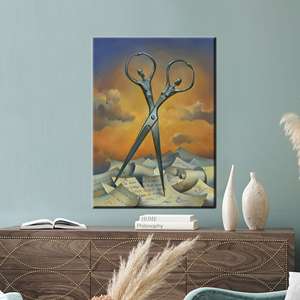 Arte de pared en lienzo Surreal Scissors: Impresión simbolista de ensueño, enrollado en lienzo tipo galería - Product Image 1