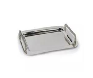 Bandeja dorada de aluminio en forma de hoja de estilo rústico de tamaño personalizado bandeja de metal decorativa única para servir postres de frutas en casa - Product Image 4