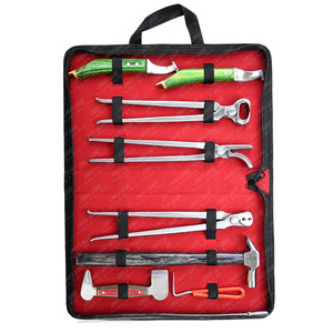 Precio al por mayor, kit de herramientas de herrador veterinario, pinza de corte de pezuña, extractor de pezuña, cuchillo de pezuña, amortiguador de remache, martillo de herradura - Product Image 1