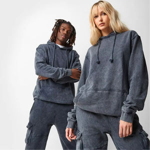 Vente en gros, personnalisation, ensemble 2 pièces unisexe pour homme et femme, hiver, à capuche, délavé à l'acide, nouveau style, coton, molleton français, lourd, pull - Product Image 6