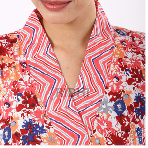 Tendencia 2025 mujeres mano bloque multicolor estampado Rosa 100% algodón puro kimono bata de baño Kimonos señoras - Product Image 3