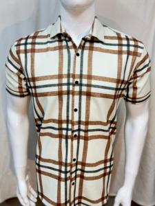 Men's Stylish <b>Plaid</b> Checkered Striped Pattern Yarn Dyed 100% Cotton Short Sleeve Button-Down Casual <b>Shirt</b> for Summer Wear - Product Image 2