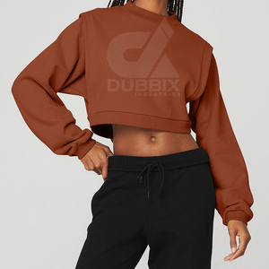 เสื้อครอปฮู้ดดี้ผู้หญิงคุณภาพสูง สวมใส่สบาย ระบายอากาศได้ดี ลายพิมพ์เรียบหรือลายพิมพ์ต่างๆ สำหรับฤดูหนาว แบบสั่งทำได้ - Product Image 4